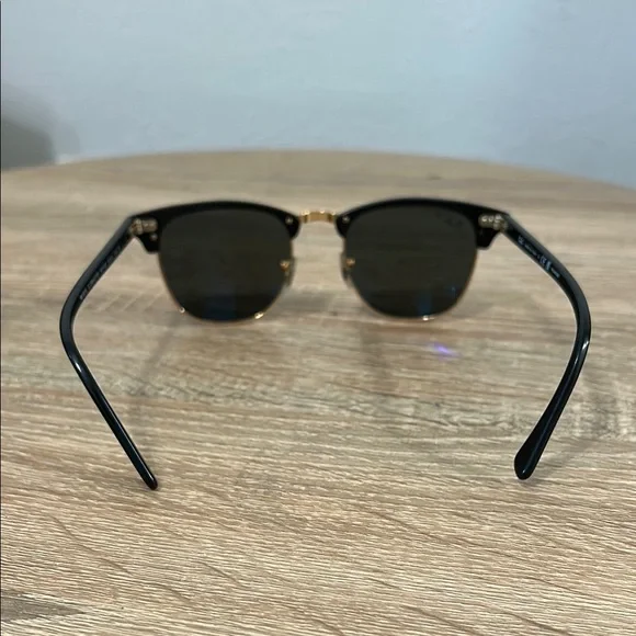 Ray-Ban Black and Gold Club master polarized Sunglasses with Case - Picture 3 of 5